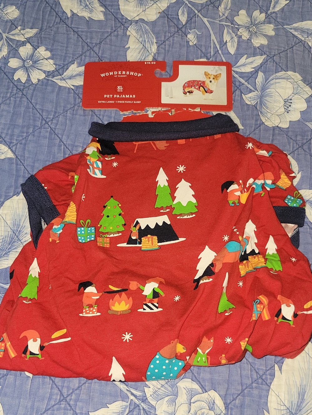 Wondershop Red Pet Dog Pajama Set with Holiday Camping Gnomes New